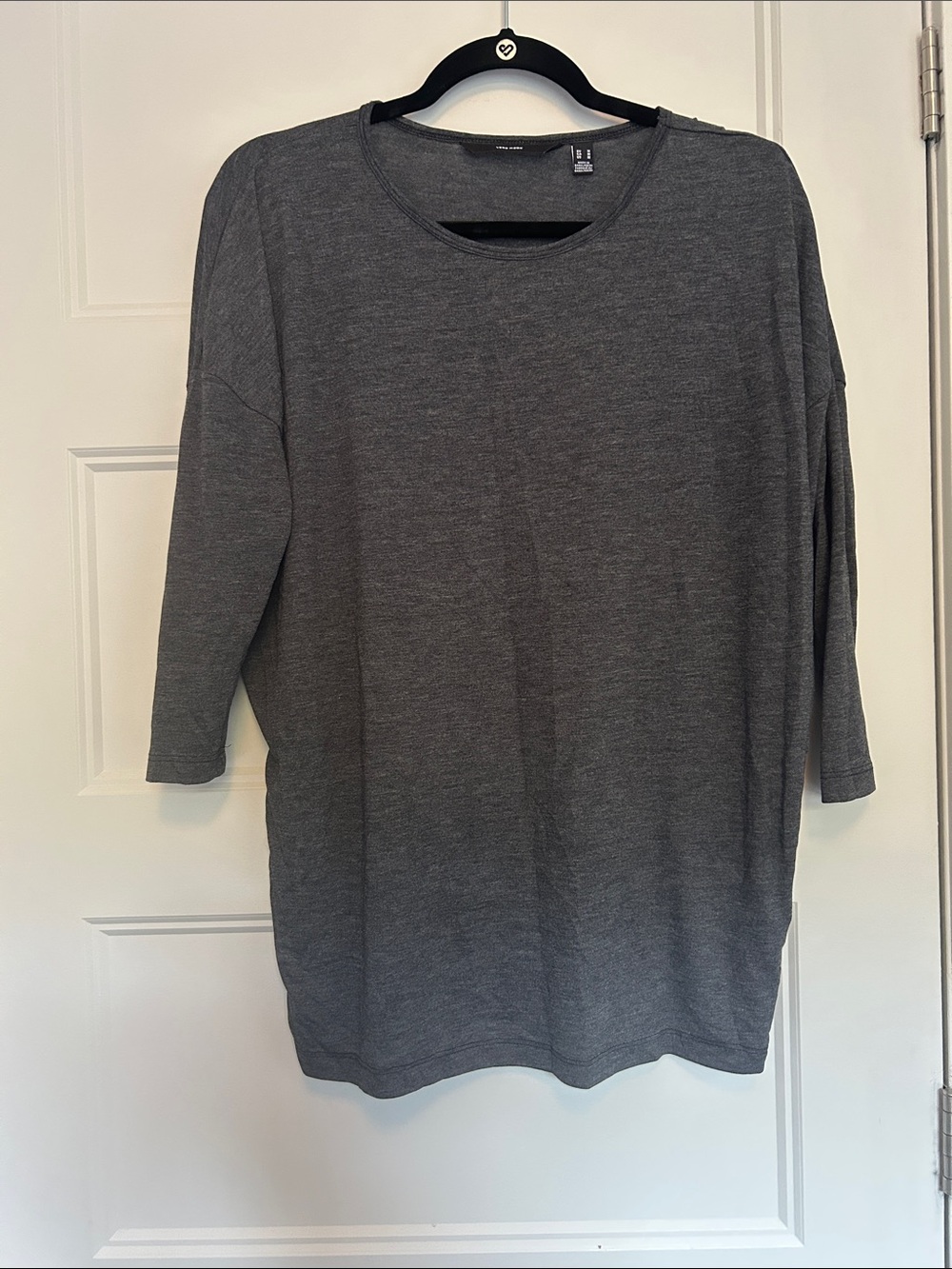 Vero Moda Charcoal Gray Long Sleeve Crewneck Top